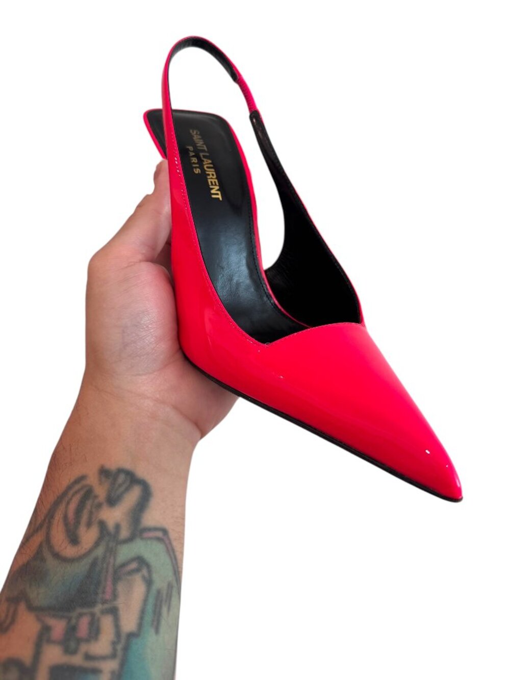 🔥HOT PINK YSL SAINT LAURENT KISS 105 SLINGBACK PUMPS SZ 38